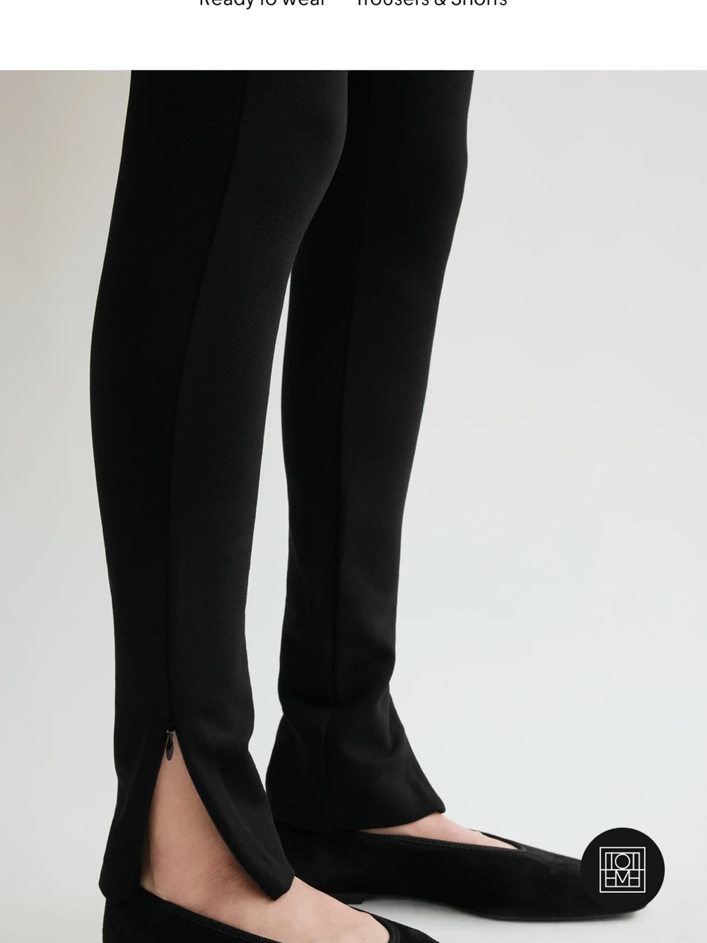 Toteme Zip Leggings. Size L. Black.